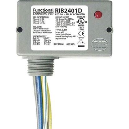 Picture of 24VAC/DC;120V 10A PilotCtrlRly For Functional Devices Part# RIB2401D
