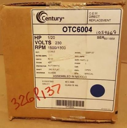 Picture of 1/20hp 230v 1500rpm CCW 1.1amp For Century Motors Part# OTC6004