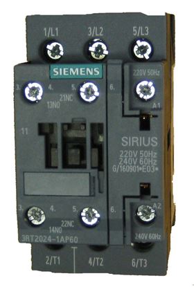 Picture of Contactor 12A 240Vac 1No/1Nc for Siemens Industrial Controls Part# 3RT2024-1AP60