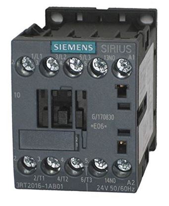 Picture of 3Pole 24V 9Amp 1-N/O Auxcont for Siemens Industrial Controls Part# 3RT2016-1AB01
