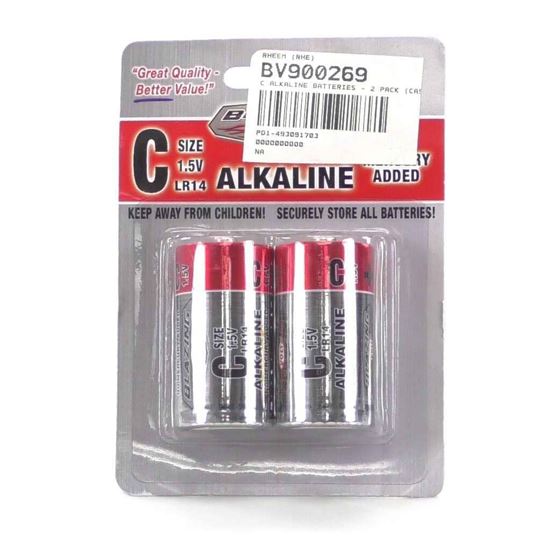 Picture of Rheem C Alkaline Batteries - 2 Pack (Case Of 12 Packs) Part# BV900269