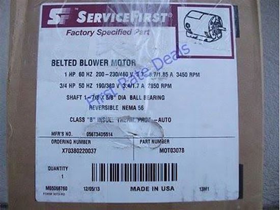 Picture of 1HP 200-230/460V 3450RPM Motor For Trane Part# MOT3078