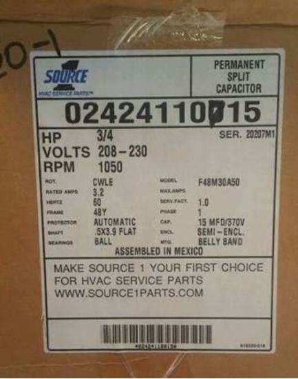 Picture of 3/4HP 208-230V 1050RPM 48 Mtr For York Part# S1-024-24110-715