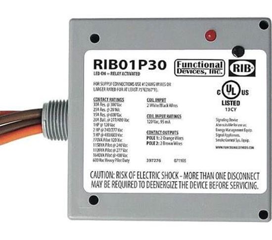 Picture of 120V 30A DPST-N/O PwrCntrlRly For Functional Devices Part# RIB01P30