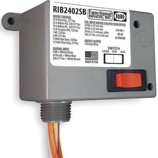 Picture of 24vEnclosedRelay208/277vacSPST For Functional Devices Part# RIB2402SB