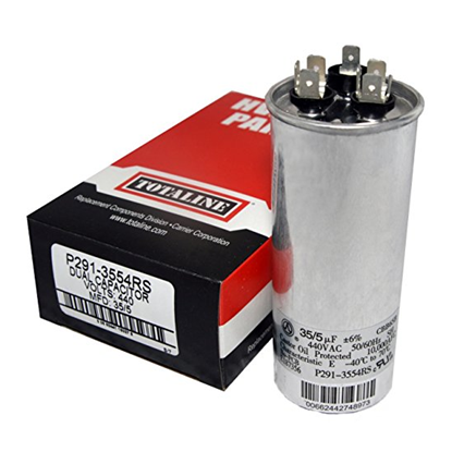 Picture of 35/5 MFD 440 DUAL CAPACITOR For Carrier Part# P291-3554RS