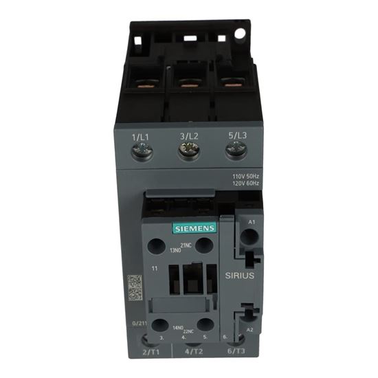 Picture of Cntctr 65A 120V Screw 1No/1Nc for Siemens Industrial Controls Part# 3RT2037-1AK60