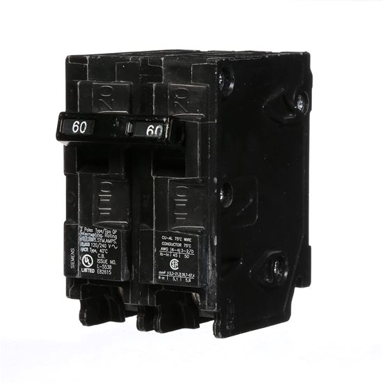 Picture of Brkr 60A 2P 120/240V 10Ka Qp for Siemens Industrial Controls Part# Q260