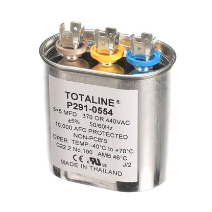 Picture of Carrier 5/5Mfd 440V Oval Run Capacitor Part# P291-0554