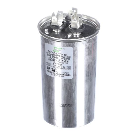 Picture of Trane Capacitor; 45+7.5Mfd 370/440V Round Run Capacitor Part# SFCAP45D75440R