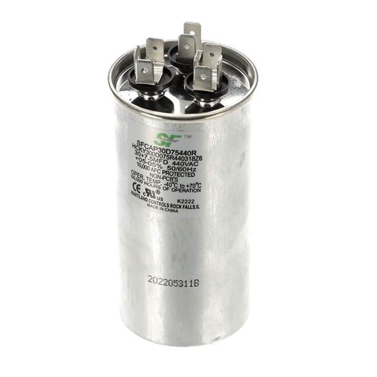 Picture of Trane Capacitor; 30+7.5Mfd 440V Round Run Capacitor Part# SFCAP30D75440R