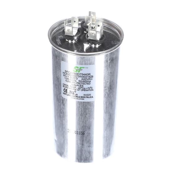 Picture of Trane Capacitor; 60+7.5Mfd 370/440V Round Run Capacitor Part# SFCAP60D75440R