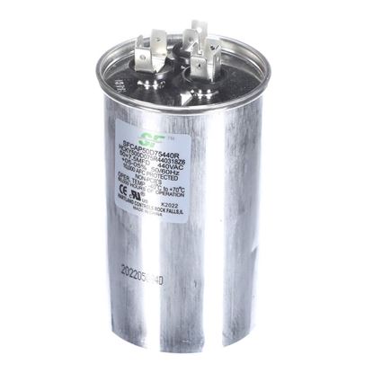 Picture of Trane Capacitor; 50+7.5Mfd 370/440V Round Run Capacitor Part# SFCAP50D75440R