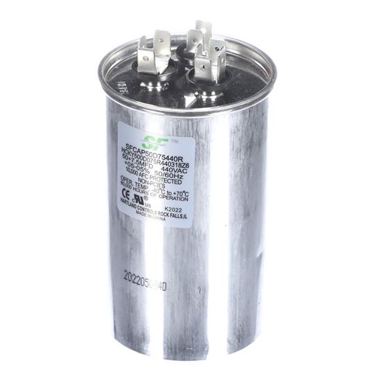 Picture of Trane Capacitor; 50+7.5Mfd 370/440V Round Run Capacitor Part# SFCAP50D75440R