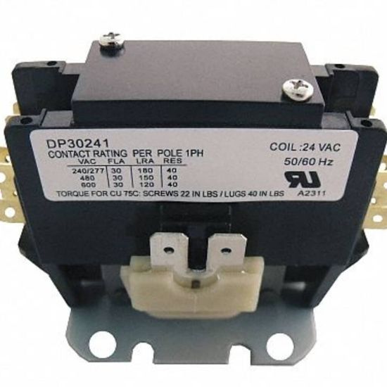 Picture of HVAC Contactor 30A 24V 1.5 Pole Part# DP30241