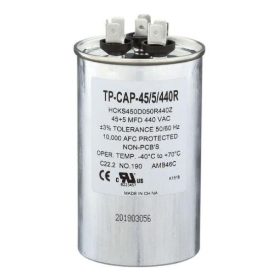 Picture of Tradepro Capacitors Round Dual Part# TP-CAP-45/5/440R