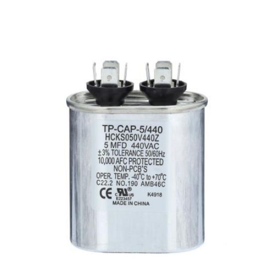 Picture of Tradepro 5 Mfd 440 Volt Oval Run Capacitor Part# TP-CAP-5/440