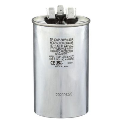 Picture of Tradepro 50+5 Mfd 440 Volt Round Run Capacitor Part# TP-CAP-50/5/440R