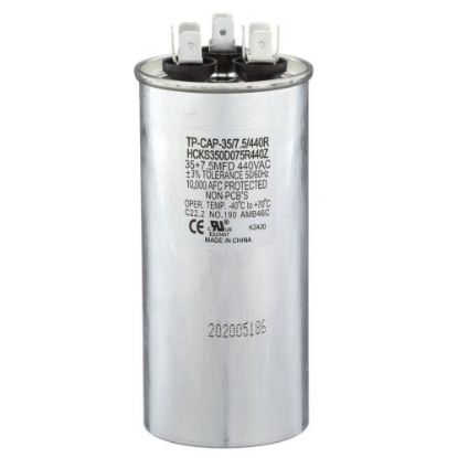 Picture of Tradepro 35+7.5 Mfd 440 Volt Round Run Capacitor Part# TP-CAP-35/7.5/440R