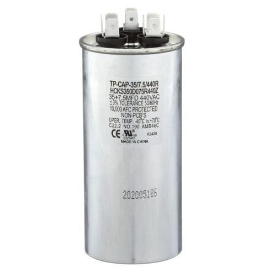 Picture of Tradepro 35+7.5 Mfd 440 Volt Round Run Capacitor Part# TP-CAP-35/7.5/440R