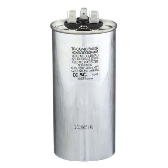 Picture of Tradepro 80+5 Mfd 440 Volt Round Run Capacitor Part# TP-CAP-80/5/440R