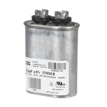 Picture of York Single Run Capacitor, 10Mfd,370v,flat Part# S1-02420046700