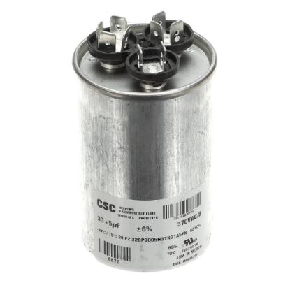 Picture of York Dual Run Capacitor, 30/5Mfd,370v,round Part# S1-02424778700