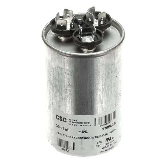 Picture of York Dual Run Capacitor, 30/5Mfd,370v,round Part# S1-02424778700