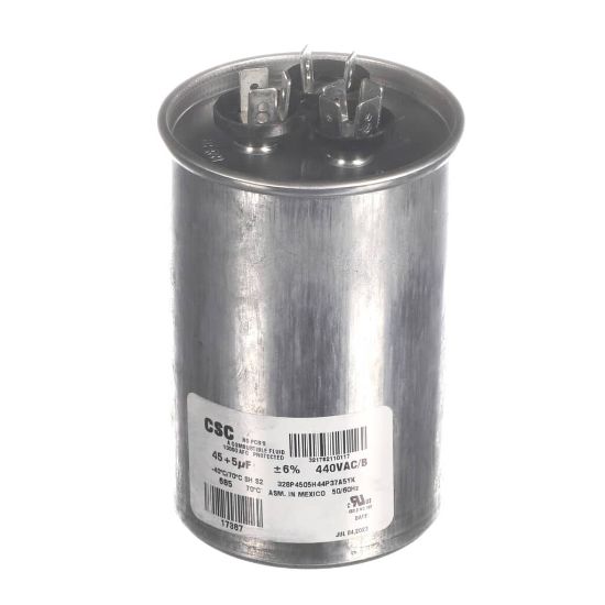Picture of York Dual Run Capacitor, 45/5Mfd,440v,round Part# S1-02425120700