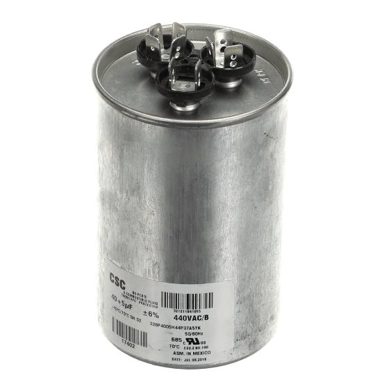 Picture of York Dual Run Capacitor, 40/5Mfd,440v,round Part# S1-02425894700