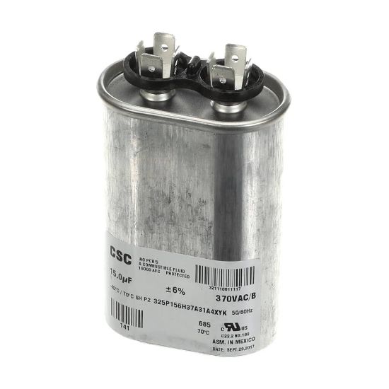 Picture of York Single Run Capacitor, 15Mfd,370v,oval Part# S1-02425900000